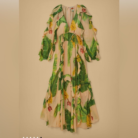 Farm Rio Beige Fresh Bananas Maxi Dress - Picture 10 of 10